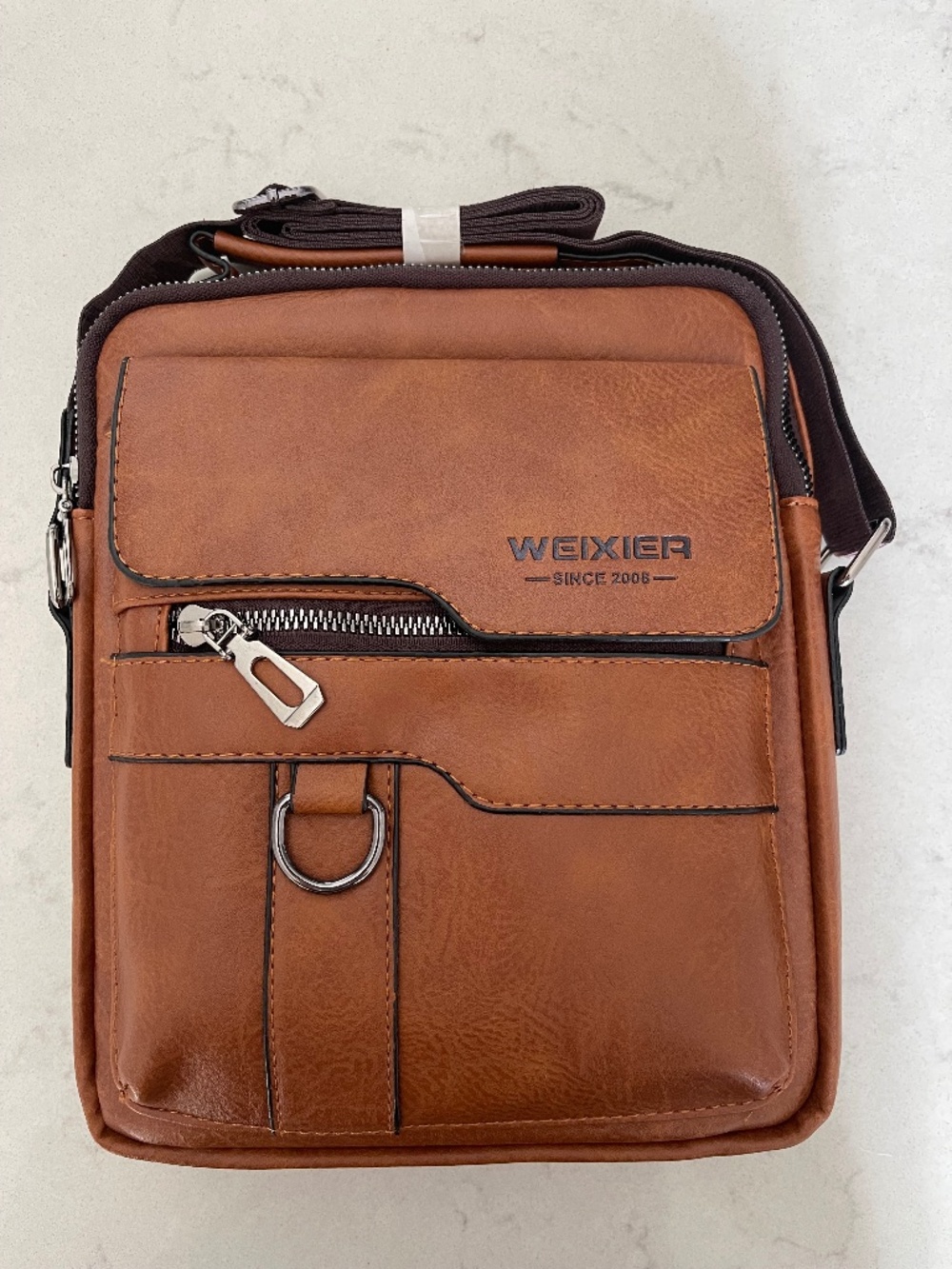 WEIXIER Men Crossbody Bag Shoulder Bag PU Leather Messenger Bag Handbag